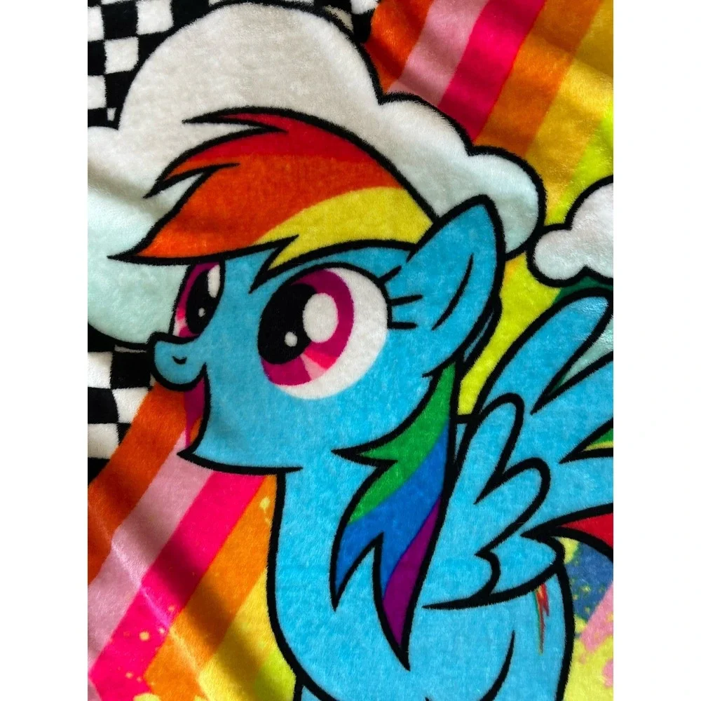 My Little Pony Rainbow Dash Plush Throw Silky Soft 'So Rad' 40x50 Blanket 2017‎